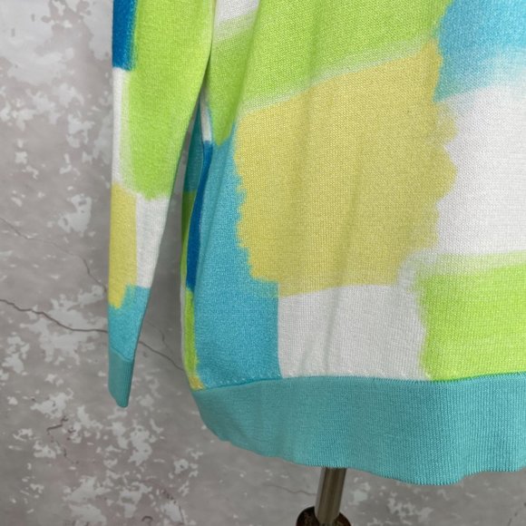 Edinburgh Knitwear Blue Yellow Squares Crewneck Sweater S NWT - Picture 4 of 11